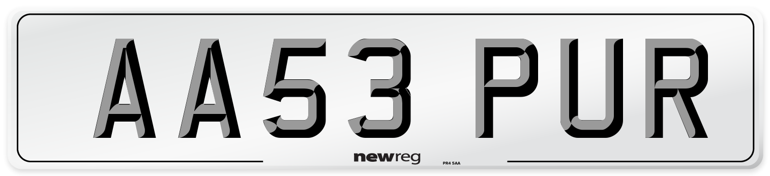 AA53 PUR Number Plate from New Reg